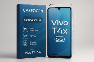 CASEOGEN Tempered Glass Guard for Vivo T4x 5G Premium Tempered Glass Screen Protector – OG Clear Glass, 9H Hardness, Edge-To-Edge Full Coverage, Anti-Scratch, Anti-Fingerprint, Easy Installation (Pack of 1)(Pack of 1)