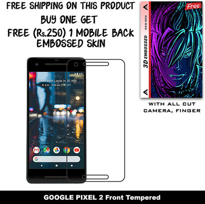 ARBAN Tempered Glass Guard for GOOGLE PIXEL 2 And Free 1 Mobile Back Embossed Skin With Cut FS002(Pack of 1)