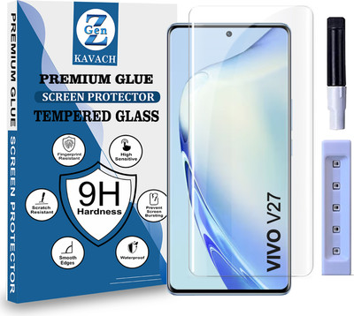 Genz Kavach Tempered Glass Guard for Vivo V27, vivo v27 5g, VIVO V27 5G, vivov27 Premium Technology UV Glass with Installation Kit(Pack of 1)