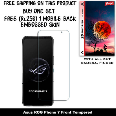 SOMTONE Tempered Glass Guard for Asus ROG Phone 7 (Free 1 Mobile Back Embossed Skin With Cut FS010)(Pack of 1)