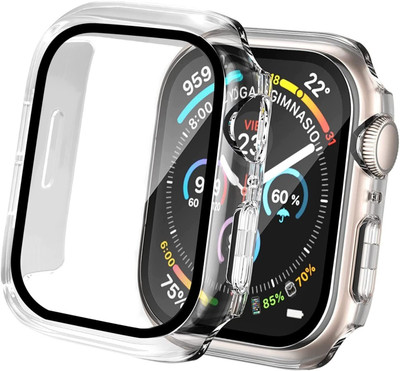 Viraan Tempered Glass Guard for Full Hard Case Compatible with Apple Watch Series 7 45MM with Tempered Glass(Pack of 1)