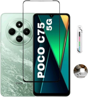 GORILLA PRO PLUS Tempered Glass Guard for POCO C75 5G Tempered Glass | 9H Full HD, Anti Scratch Screen Guard & Cable Protector 1 & Usb Portable Lamp 1(Pack of 3)