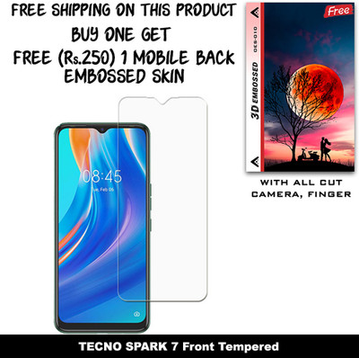 ARBAN Tempered Glass Guard for TECNO SPARK 7 (Free 1 Mobile Back Embossed Skin With Cut FS010)(Pack of 1)