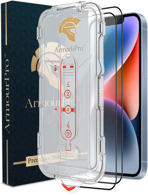 ArmourPro Tempered Glass Guard for iPhone 14, Apple iPhone 16e, Apple iPhone 13, iPhone 13 Pro, Easy Self Applicator Guard(Pack of 2)