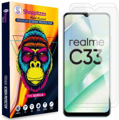 Shoppitzzo Tempered Glass Guard for realme C33**Prism Series**(3D-Full HD)/Smooth Feel/Complete plain-Without black borders/9H Hardenss/With Easy Installation Kit(Pack of 2)