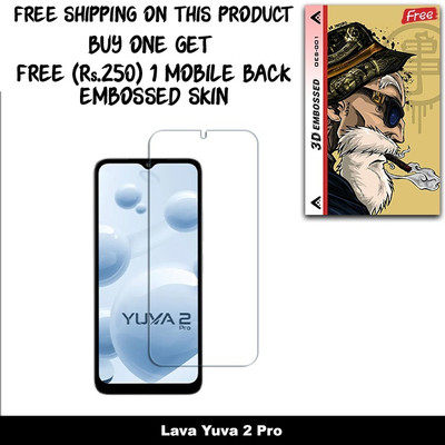 SOMTONE Tempered Glass Guard for Lava Yuva 2 Pro FRONT TEMPERED GLASS And Free 1 Mobile Back Embossed Skin With Cut FS001(Pack of 1)