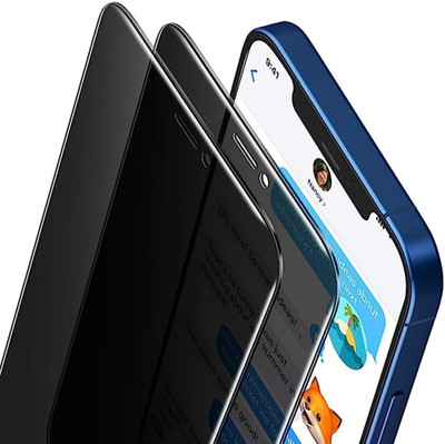 YOUTH MOBI Tempered Glass Guard for iPhone 12, iPhone 12 pro (6.1 Inch) Anty- Spy Tempered Glass Screen Protector (Black) Edge to Edge Full Screen Coverage and Easy Self Installation Kit(Pack of 1)
