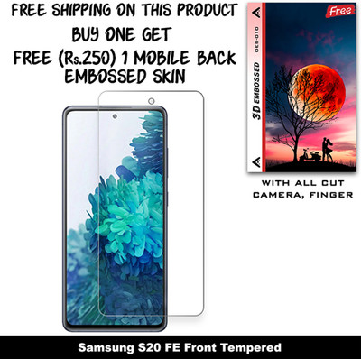 SOMTONE Tempered Glass Guard for Samsung Galaxy S20 FE (Free 1 Mobile Back Embossed Skin With Cut FS010)(Pack of 1)