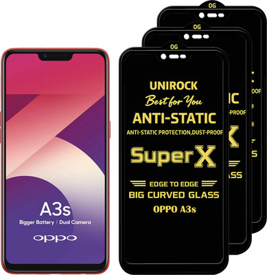 Unirock Tempered Glass Guard for Oppo A3s(Pack of 3)