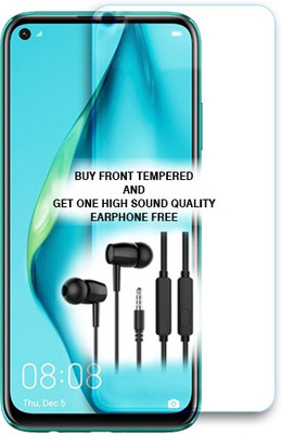 SOMTONE Tempered Glass Guard for Huawei P40 lite FRONT TEMPERED GLASS BUY AND GET ONE HIGH SOUND QUALITY EARPHONE FREE(Pack of 1)