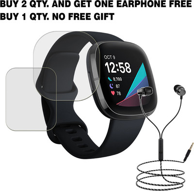 SOMTONE Tempered Glass Guard for FITBIT SENSE SMART WATCH BUY 2 QTY AND GET ONE EARPHONE FREE(Pack of 1)