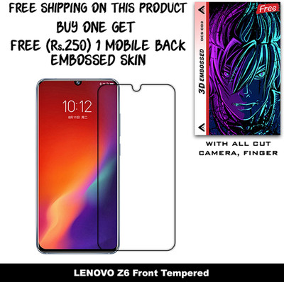ARBAN Tempered Glass Guard for LENOVO Z6 And Free 1 Mobile Back Embossed Skin With Cut FS002(Pack of 1)
