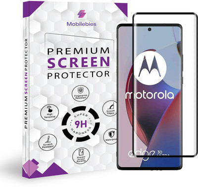 Mobliebies Tempered Glass Guard for Motorola Edge 30 Ultra 5G Full Glue Curved Screen Protector - ( Non-UV Glass )(Pack of 1)
