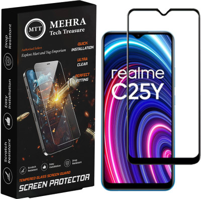 mehra Tempered Glass Guard for Realme C25Y Premium Tempered Glass Screen Protector for Smartphones – 9H Hardness, HD Clarity, Edge-to-Edge Protection Superx(Pack of 1)