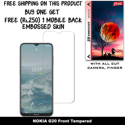 SOMTONE Tempered Glass Guard for NOKIA G20 (Free 1 Mobile Back Embossed Skin With Cut FS010)(Pack of 1)