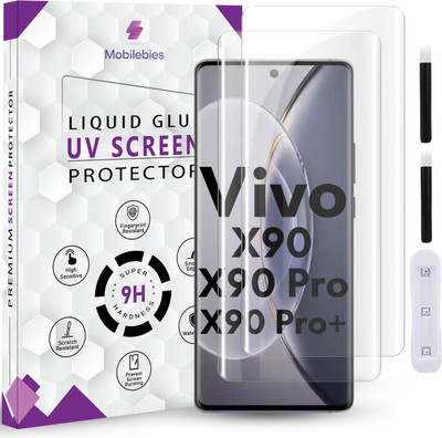 Mobilebies Tempered Glass Guard for Vivo X90/X90 Pro/ Premium HD+ UV Glass Screen Protector(Pack of 2)
