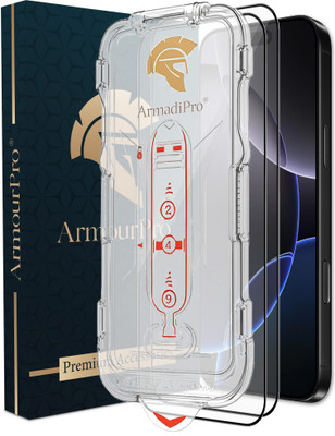 ArmourPro Tempered Glass Guard for iPhone 16, Apple iPhone 16, Apple iPhone 15, Easy Self Applicator Guard(Pack of 2)