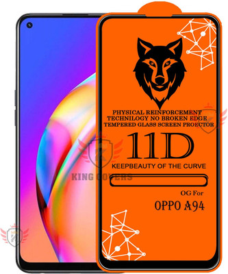 KING COVERS Tempered Glass Guard for 11D Tempered Glass Screen Protector for Oppo-A94|With Easy Installation Kit Full Adhesive Glass(Pack of 1)