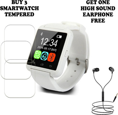 SOMTONE Tempered Glass Guard for U8 Smart Watch PACK-3 BUY AND GET ONE EARPHONE FREE(Pack of 3)