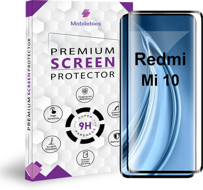 Mobilebies Tempered Glass Guard for Xiaomi Mi 10 5G 5G Full Glue Curved Screen Protector - ( Non-UV Glass )(Pack of 1)