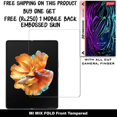 SOMTONE Tempered Glass Guard for MI MIX FOLD And Free 1 Mobile Back Embossed Skin With Cut FS002(Pack of 1)