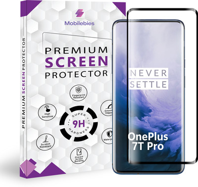 Mobliebies Tempered Glass Guard for Oneplus 7T Pro 5G Full Glue Curved Screen Protector - ( Non-UV Glass )(Pack of 1)