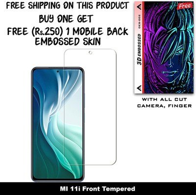 ARBAN Tempered Glass Guard for MI 11i And Free 1 Mobile Back Embossed Skin With Cut FS002(Pack of 1)