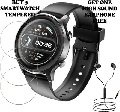SOMTONE Tempered Glass Guard for N-WATCH 4G Bluetooth connectivity Smartwatch PACK-3 BUY AND GET ONE EARPHONE FREE(Pack of 3)