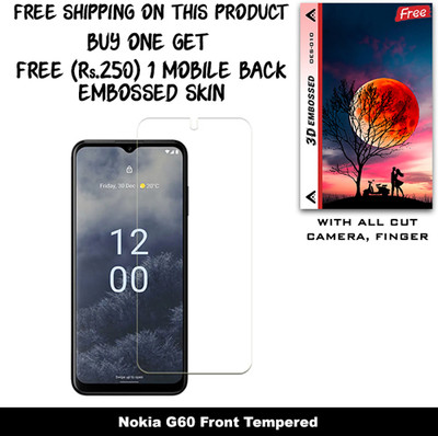SOMTONE Tempered Glass Guard for Nokia G60 (Free 1 Mobile Back Embossed Skin With Cut FS010)(Pack of 1)