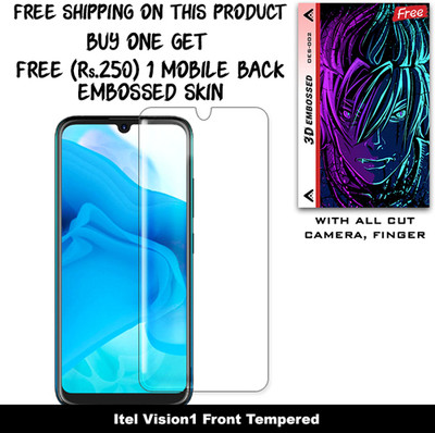 ARBAN Tempered Glass Guard for Itel Vision1 And Free 1 Mobile Back Embossed Skin With Cut FS002(Pack of 1)