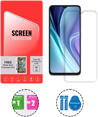 SOMTONE Tempered Glass Guard for itel A50 4G (1 FREE MOBILE BACK EMBOSSED SKIN) WITH FRONT SCREEN PROTECTOR(Pack of 1)