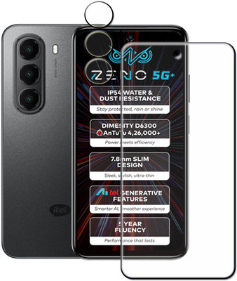 tombik Tempered Glass Guard for 36ssd-itel ZENO 5G+-front,lens(Pack of 2)