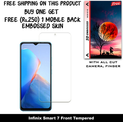 SOMTONE Tempered Glass Guard for Infinix Smart 7 (Free 1 Mobile Back Embossed Skin With Cut FS010)(Pack of 1)