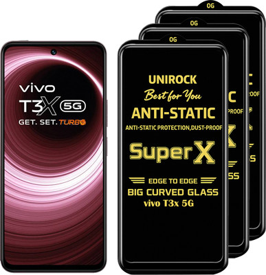 Unirock Tempered Glass Guard for vivo T3x 5G(Pack of 3)
