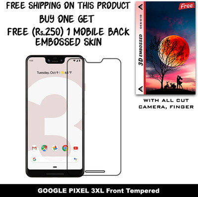 ARBAN Tempered Glass Guard for GOOGLE PIXEL 3XL (Free 1 Mobile Back Embossed Skin With Cut FS010)(Pack of 1)
