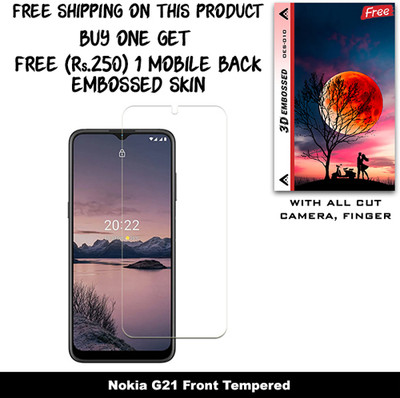 ARBAN Tempered Glass Guard for Nokia G21 (Free 1 Mobile Back Embossed Skin With Cut FS010)(Pack of 1)