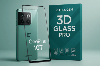 CASEOGEN Tempered Glass Guard for OnePlus 10T 5G Pro Tempered Glass Screen Protector, 9H Hardness, Ultra HD Clarity, Bubble-Free Installation, Anti-Scratch Protection, 3D Arc Edge, Edge-to-Edge Coverage(Pack of 1)