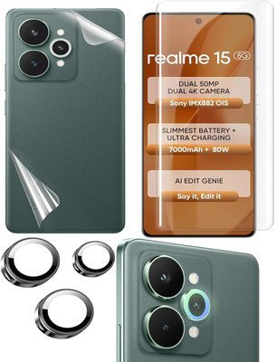 CONTEVER Tempered Glass Guard for realme 15 5G Tempered Glass Screen Protector Front And Back Screen Guard With camera lens protector(Pack of 3)
