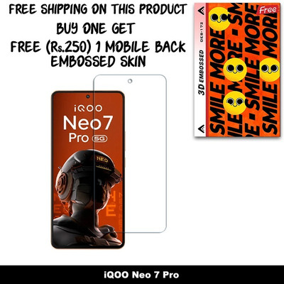 ARBAN Screen Guard for iQOO Neo 7 Pro FRONT TEMPERED GLASS And Free 1 Mobile Back Embossed Skin With Cut FS172(Pack of 1)
