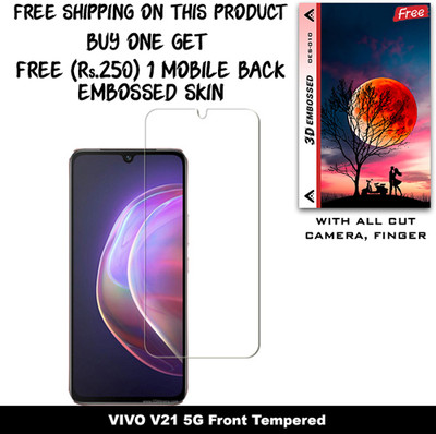 ARBAN Tempered Glass Guard for VIVO V21 5G (Free 1 Mobile Back Embossed Skin With Cut FS010)(Pack of 1)