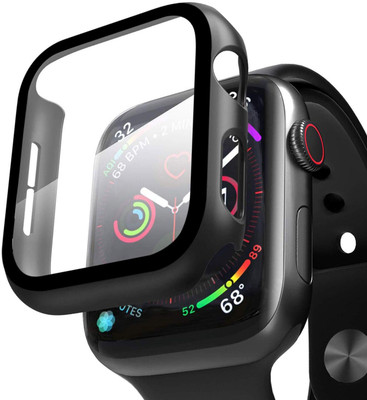 TSHIENTT Tempered Glass Guard for Bumper Case for Apple Watch Series 3 | Series 2 | Series 1 (38mm) With In-Built Tempered Glass (Black, Hard Case,)(Pack of 1)