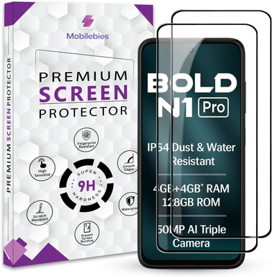 Mobilebies Tempered Glass Guard for Lava Bold N1 Pro Premium Screen Protector Guard with Easy Installation Kit(Pack of 2)