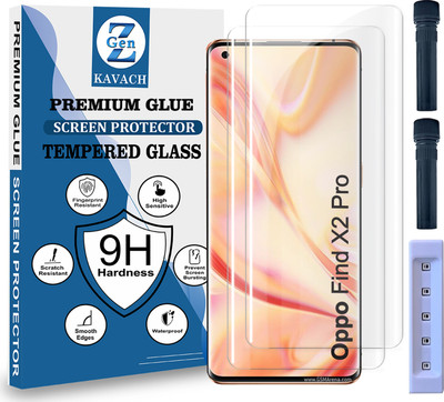 Genz Kavach Tempered Glass Guard for Oppo Find X2 Pro, oppo find x2 pro 5g, OPPO FIND X2 PRO 5G, oppofindx2pro UV Advanced Curved Screen Protector Guard with Easy InstallationKit(Pack of 2)