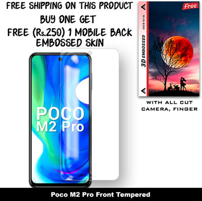 ARBAN Tempered Glass Guard for Poco M2 Pro (Free 1 Mobile Back Embossed Skin With Cut FS010)(Pack of 1)
