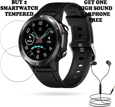 SOMTONE Tempered Glass Guard for Portronics POR-1037 Kronos Alpha Smartwatch BUY PACK 2 AND GET ONE EARPHONE FREE(Pack of 2)
