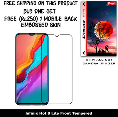 ARBAN Tempered Glass Guard for Infinix Hot 8 Lite (Free 1 Mobile Back Embossed Skin With Cut FS010)(Pack of 1)