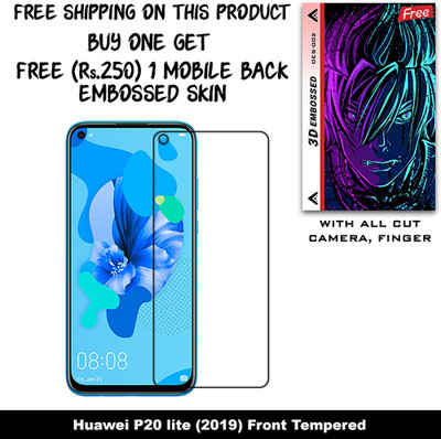 SOMTONE Tempered Glass Guard for Huawei P20 lite (2019) And Free 1 Mobile Back Embossed Skin With Cut FS002(Pack of 1)