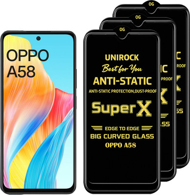 Unirock Tempered Glass Guard for OPPO A58(Pack of 3)
