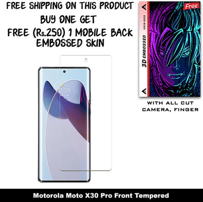 ARBAN Tempered Glass Guard for Motorola Moto X30 Pro And Free 1 Mobile Back Embossed Skin With Cut FS002(Pack of 1)