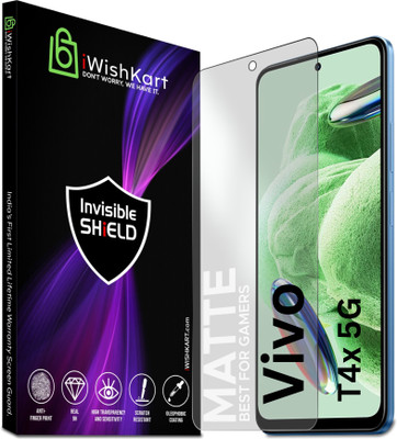 iWishKart Tempered Glass Guard for Matte_Vivo T4x Pack- 1, mat-Vivo t4x 5 G, Premium Matte Military grade Edge to Edge Premium gorilla glass with Self Installation Guide - Wet & Dry wipes, Dust Absorber [With Warranty](Pack of 1)